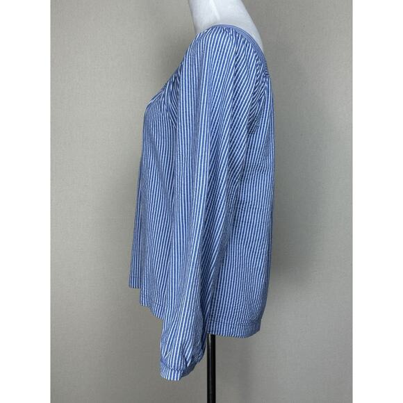 J.CREW Top Womens M Seersucker Striped Square Neck Stretch Cotton Blue - Picture 7 of 11